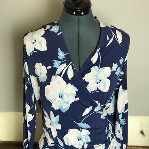 Blue floral knit top